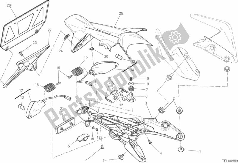 All parts for the 28b - Plate Holder of the Ducati Monster 821 Stripes 2016